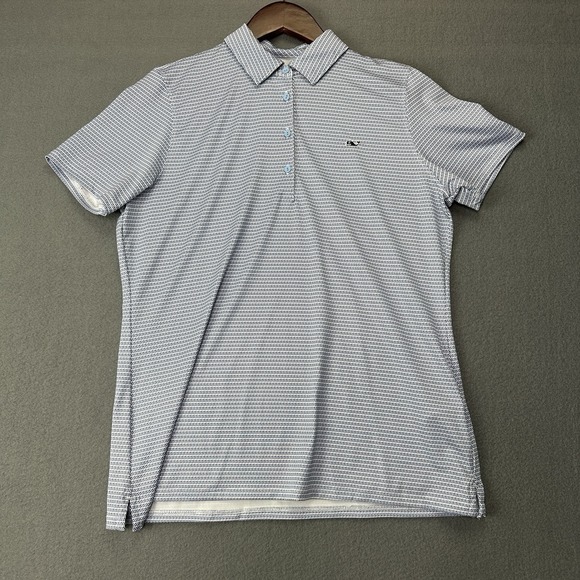 Vineyard Vines Tops - Vineyard Vines Polo Shirt Womens Medium Blue Geometric Performance Golf Stretch